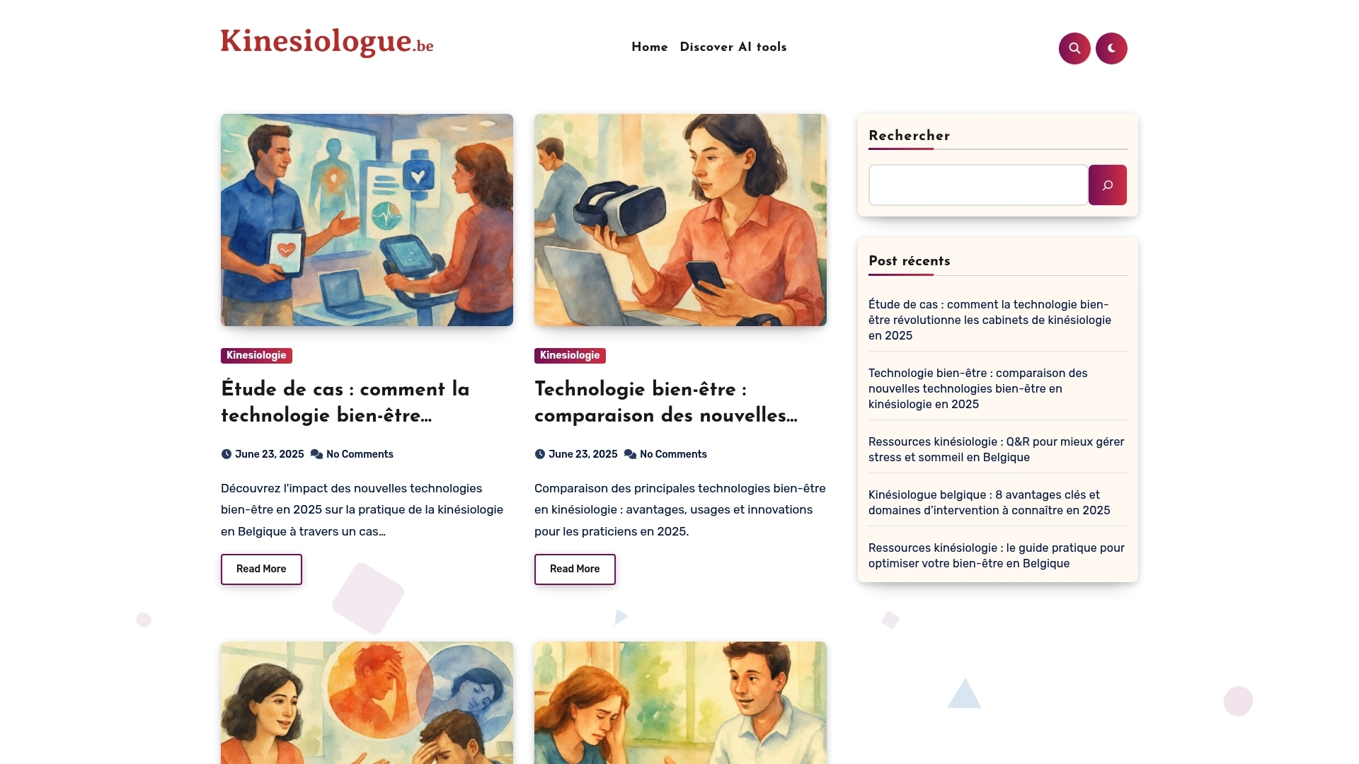 Screenshot of workspace Kinésiologie Belgique